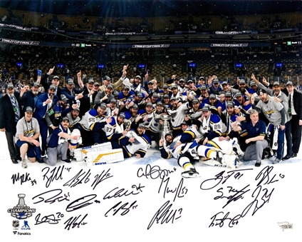 2018-19 St. Louis Blues Team Signed Stanley Cup Victory Celebration Photo With 18 Signatures (Fanatics)